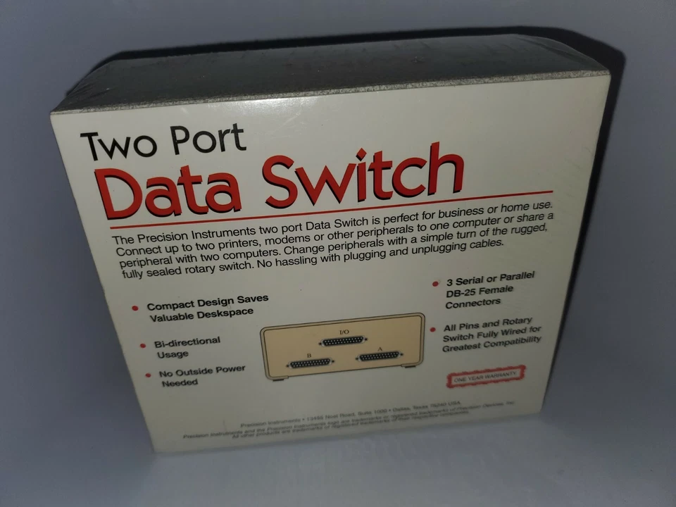 2 PORT DATA TRANSFER SWITCH PRECISION SWITCH2H PARALLEL/SERIAL MANUAL SWITCHING! - Image 2 of 4