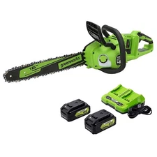 Greenworks 48V (2x24V) 16 inch Chainsaw with (2) 4Ah Battery & DualSlot Charger