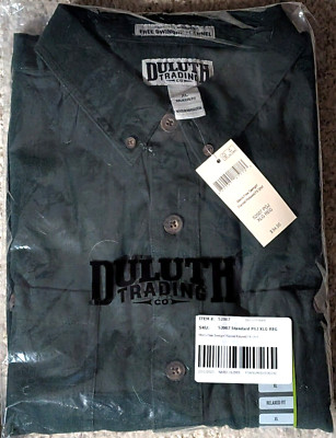 Duluth Trading Mens Free Swingin Flannel Relaxed Fit Shirt Green Heather Sz XL