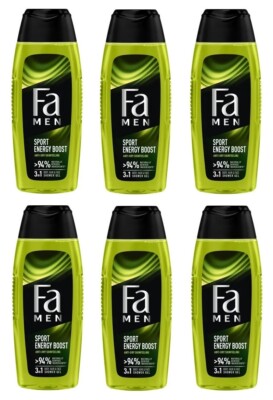 6x FA MEN 3IN1 Body & Hair & Face Shower Gel Sport Energy Boost 6x250ml
