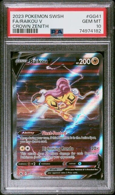 PSA 10 Raikou V #GG41 Pokémon TCG 2023 Crown Zenith Alt Art