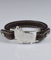 Armband Aus Echtem Leder Collie 3D Armband In 925 Silber Luce