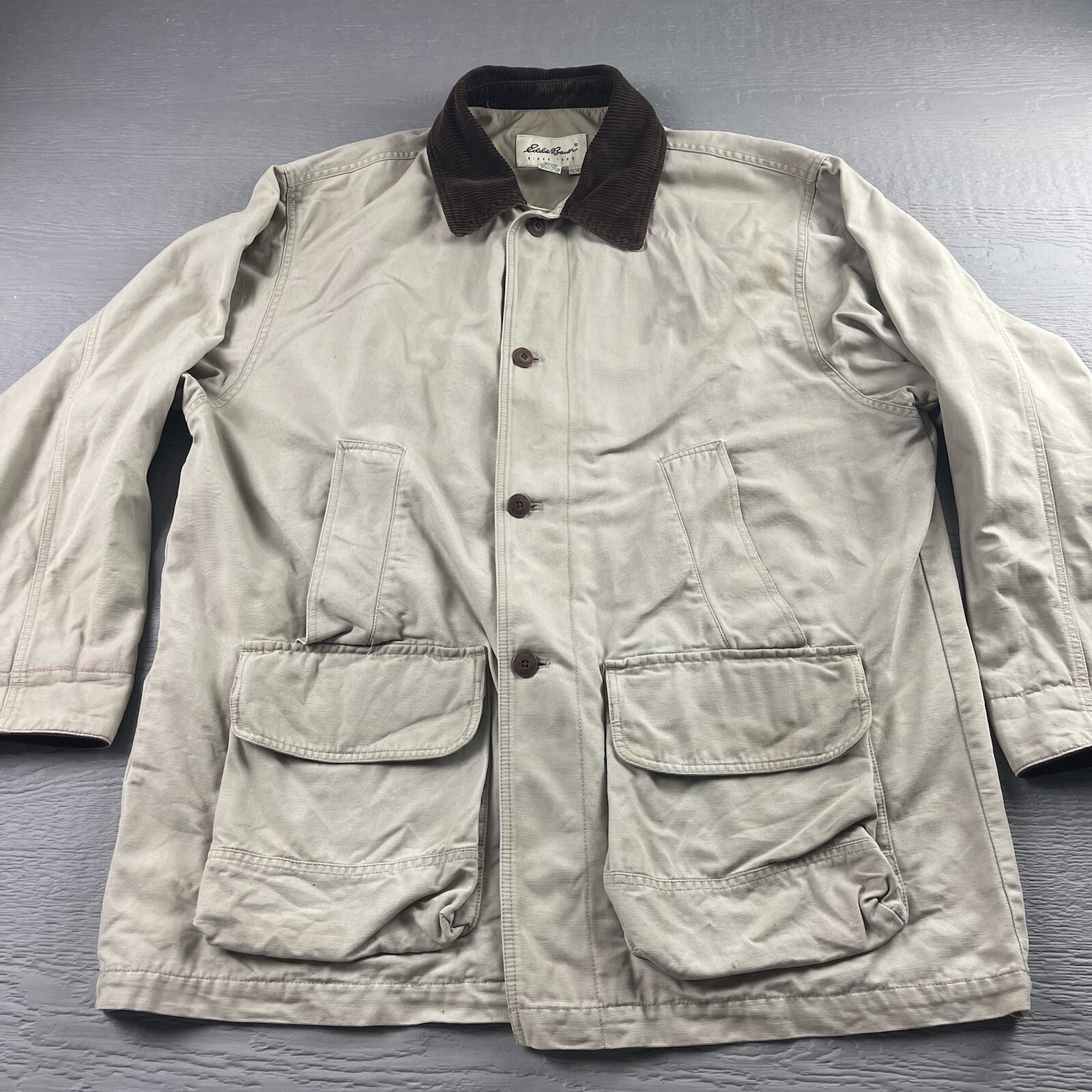 Vintage Eddie Bauer Coat Mens L Trench Jacket Beige S… Gem