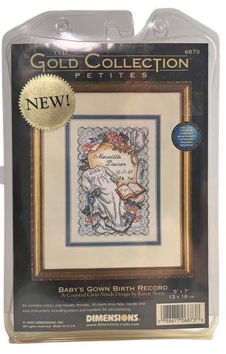 The Gold Collection Petites Kreuzstich-Set 6873 Babykleid Geburtsaufzeichnung NEU - Bild 1 von 2