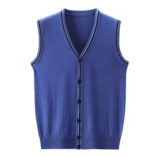 Men Retro Knitted Waistcoat Cardigan Tank Tops Gilet Sweater V Neck Jumper Vest