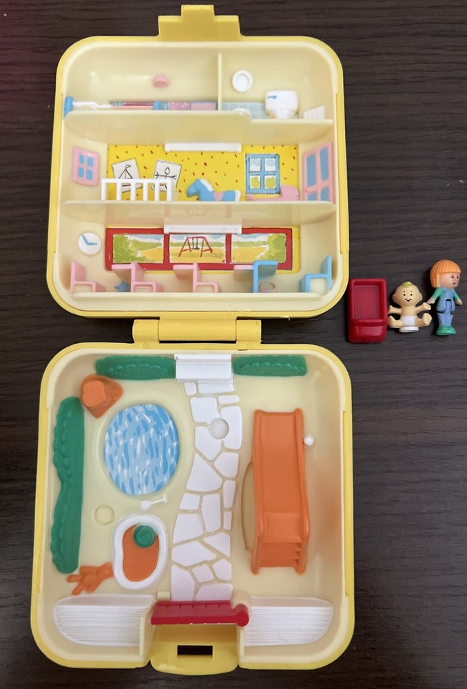 Vintage 1989 Bluebird Polly Pocket Midge's Nursery Playground Complete Set