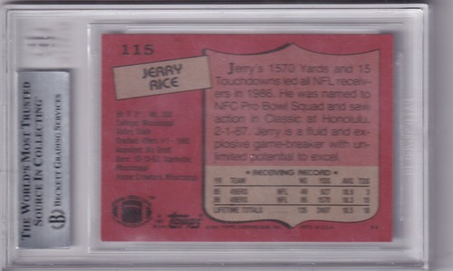 1987 Topps #115 Jerry Rice AP Graded BGS 8.5 NM-MT+ - Picture 2 of 2