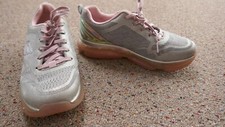 Skechers Big Girls Iridescent Sparkle Silver Pink Sneakers Youth Size 3