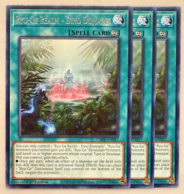 Yugioh! 3x Ryu-Ge Realm - Dino Domains CRBR-EN037 Rare 1st Ed NM