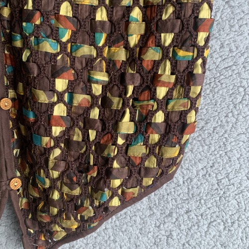 Vintage Shelly Arnold Vest Women's Small Brown Button Up Woven Bohemian Designer - Picture 9 of 18