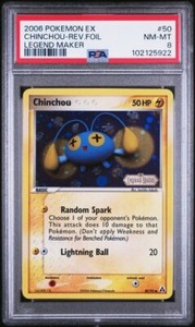 2006 POKEMON EX LEGEND MAKER - CHINCHOU REVERSE FOIL #50 PSA 8