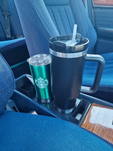BLACK Mercedes Benz W123 and W124 Cup Drink Holder Big Cups + Storage - Picture 4 of 5