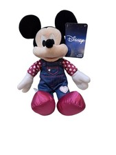 Disney Parks Valentine's Day Mickey Mouse 13" Plush in Denim with Hearts NEW