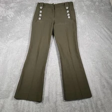Derek Lam 10 Crosby Pants Womens 4 Olive Green Sailor Button Flare TR22101ACR