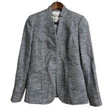 Elie Tahari boucle tweed blazer women's 2 blue metallic career work office coast