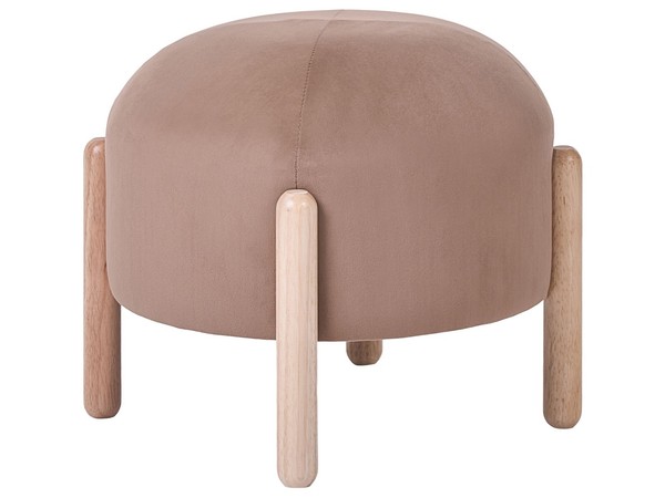 Hocker Samt Hellbraun Gepolstert Rund 40 Cm Sitzhocker Polsterhocker Mit-image