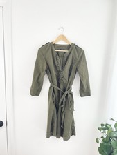 Talbots 10 Olive Green Lyocell Long Sleeve Belted Shirt Dress Women’s 10