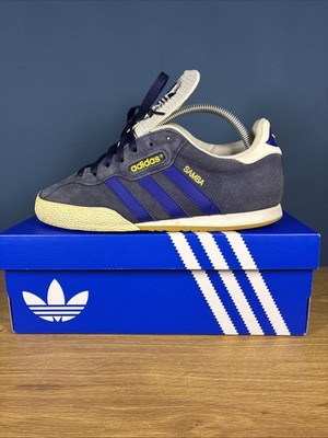 Adidas Original Samba Super Sneaker Herren UK 7 Navy/Blau/Weiß/Gelb Retro