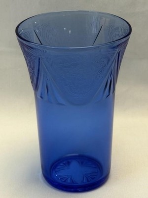 Hazel Atlas Glass ROYAL LACE Cobalt Blue Flat Water Tumbler