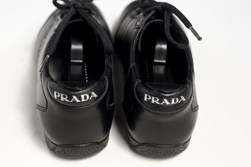 Prada 4117 Damen Vintage Schwarz Leder Sneaker Größe EU 37,5 / US 7,5 - Bild 6 von 11