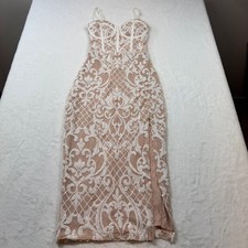 Windsor Midi Dress Womens XS Nude White Good Sequin Corset CD41006