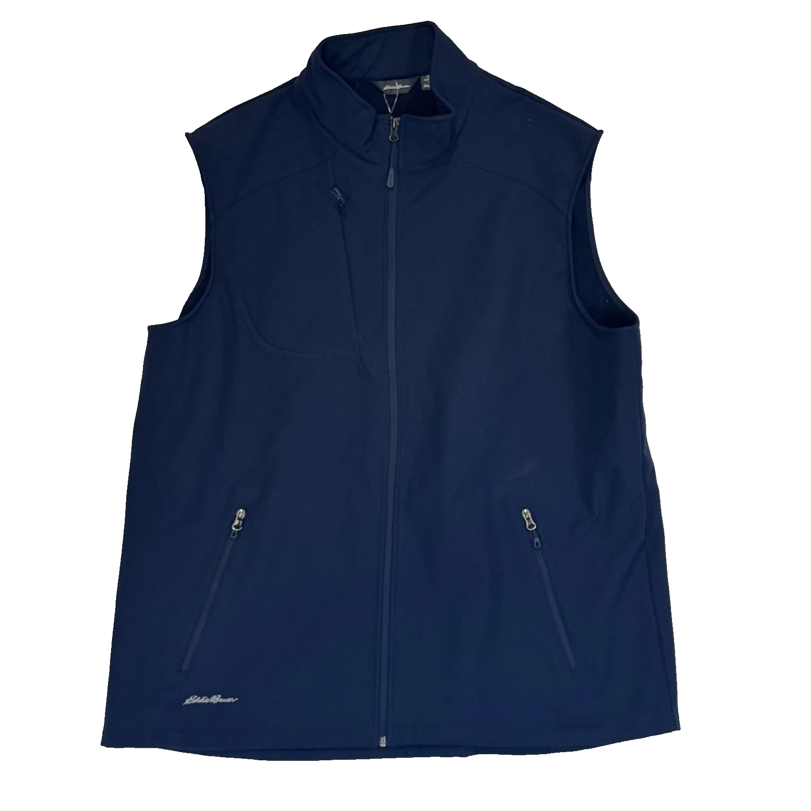 Eddie Bauer Softshell Vest Mens 3XL Navy Blue Full Zip Fleece Lined EB546 NWT