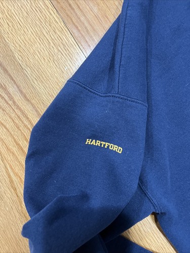 CHAMPION TRINITY Hartford PULLOVER HOODIE MENS Large Distress Look Sweater Navy - Picture 3 of 6