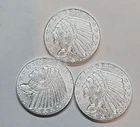 Lot of 3-1/10 oz .999 Fine Silver Rounds  Iconic Incuse Indian Design