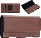 Horizontal Men Leather Cell Phone Pouch Holster Holder with Belt Clip Cover Case