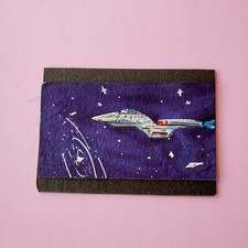 ACEO Original Art Card 2.5 x 3.5, watercolor, Scifi, Space Ship, Star Trek 