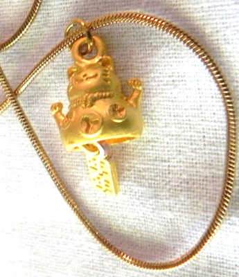 Small Maneki Neko Pendant necklace Japanese Chinese lucky waving cat charm