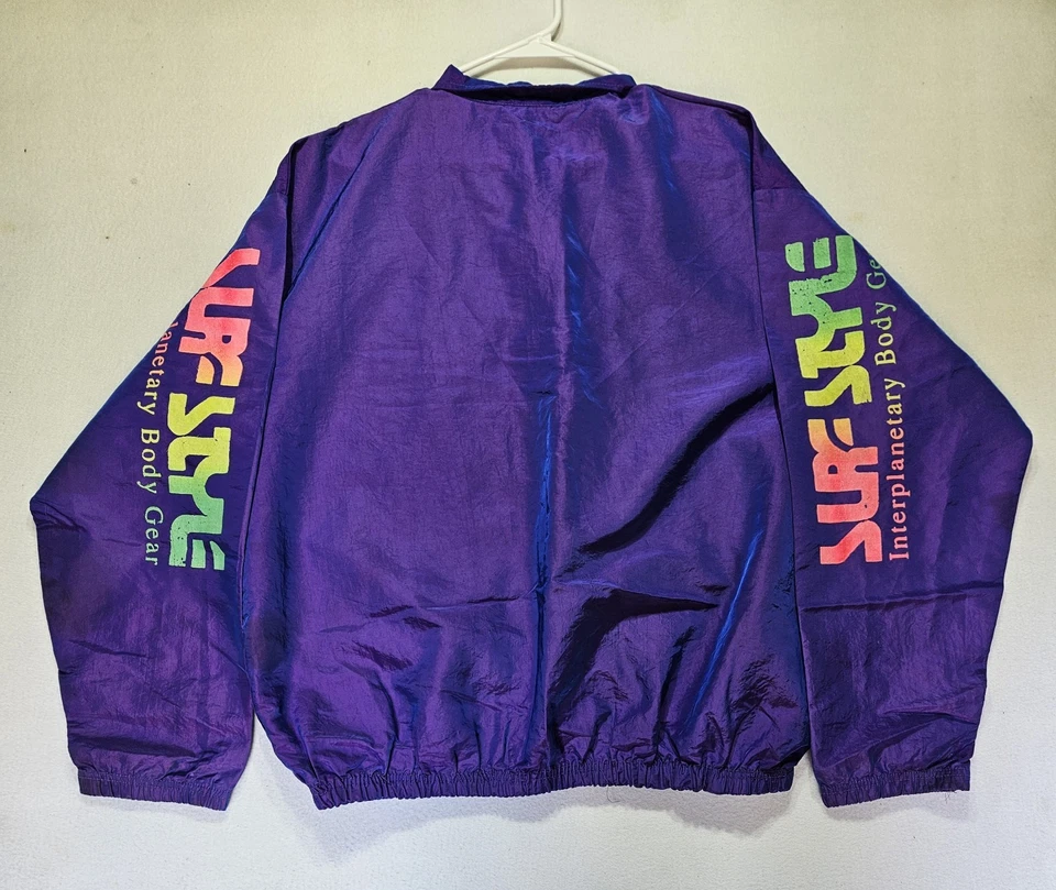 Cortavientos Vintage Años 90 Estilo Surf Iridiscente Cuarto Cremallera Púrpura Azul Talla Única Foto 3 de 4