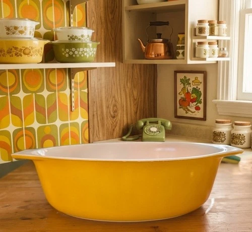 PYREX 2 1/2 QT Tangerine Oval Milk Glass Vintage Casserole Dish  045