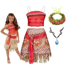 Ocean Adventure Cartoon Role Play Costume Moana Two Pieces Dress up for Girls Po