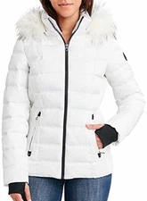Nautica Womens Faux Fur Trim Hooded Midweight Puffer Jacket