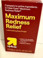 Up&UP Clear Eyes Maximum Redness Relief Eye Drops, 0.5 Fl Oz EXP 5/2027+