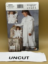 Vogue Pattern 9559 Girl/Doll Nightgown Pants Slippers LINDA CARR Size S M L UC