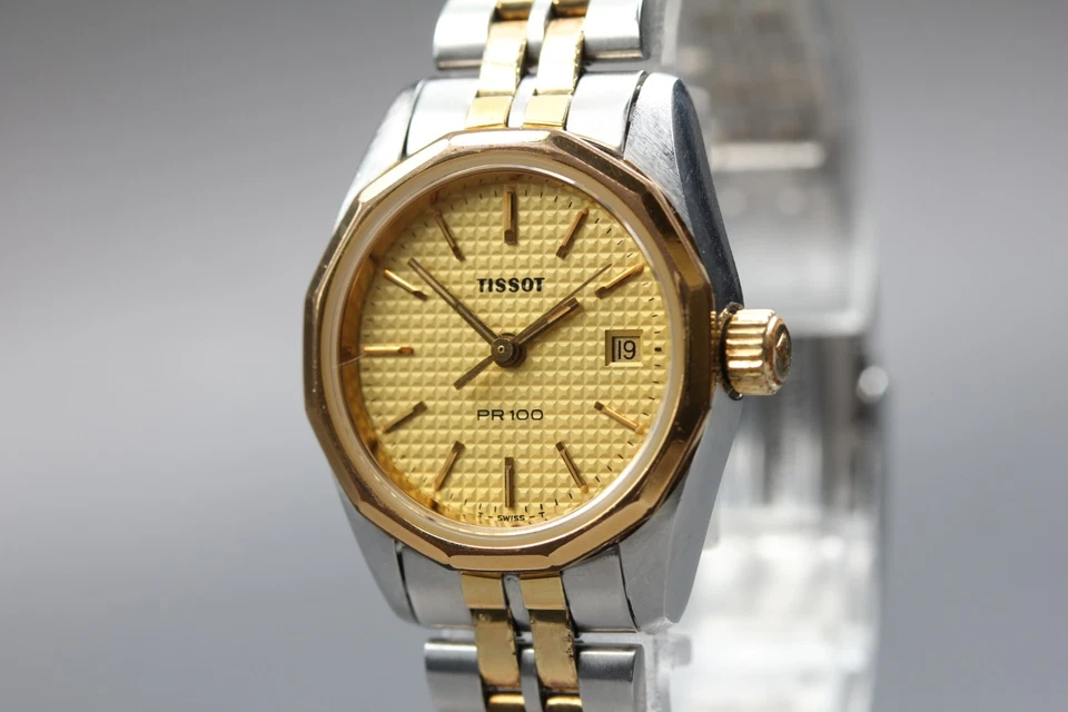 Vintage 1983 [IN Der Nähe Mint] Tissot PR100 Gold Silber Qz Damenuhr Aus Japan - Bild 4 von 4