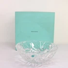Tiffany & Co Crystal Bowl Germany Geometric Cut Glass W/ Original Box 8”