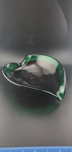 Vintage Seguso Murano Kunst Glas Herzform Rot & Grün Blatt Schale Zigarre Schmuck - Bild 14 von 16
