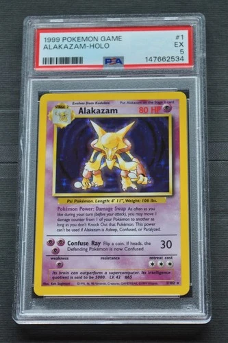 PSA 5 - Alakazam #1 / 102 Base Set Holo - Pokemon 1999 - New Cert