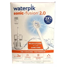 Waterpik Sonic-Fusion 2.0 100 PSI Water Flosser Toothbrush, White/Chrome, SEALED