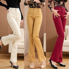 Women Bell Bottom Jeans Business Casual Flared Denim Pants Retro 70s Trouser