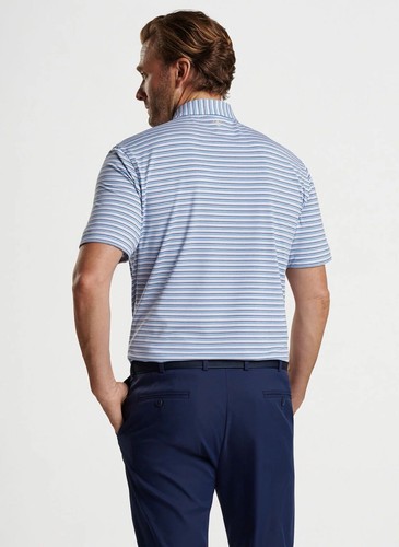Peter Millar Herren Fairmont Performance Jersey Golf Poloshirt blau gestreift Gr. XXL - Bild 3 von 4