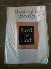 NIP Vtg Round the Clock Sheer Agilon Stockings Cocoa Creme 8-10 1/2 Demi 1 2