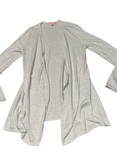 Lilly Pulitzer Dustin Cardigan Sz M Heather Gray Cashmere Blend Asymmetrical - Picture 4 of 8