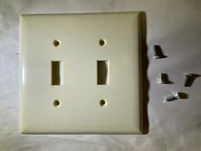 Slater STA-KLEEN Double Gang Switch Cover Toggle Wallplate Switchplate, Ivory