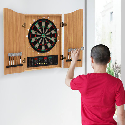 Electronic Dart Machine Decorative Dartboard Cabinet Kit Wall-mounted & 12*Darts