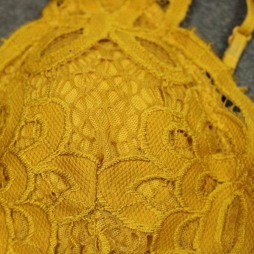 Anemone Floral Lace Bralette Strappy Racerback Stretchy Bra Top Mustard S - Picture 4 of 14