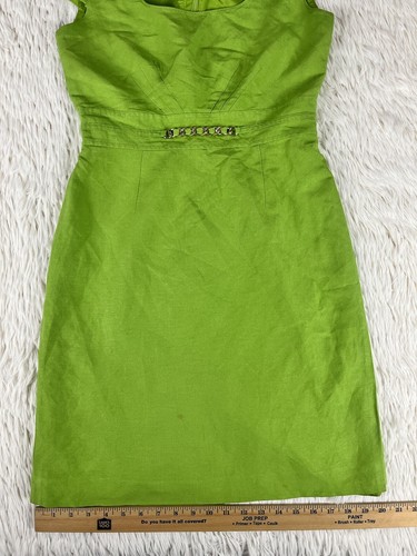 Alex Marie Women's Green Cap Sleeve Gold Link Knew Length Sheath Dress Size 4 - Picture 17 of 24